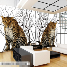 Обои на заказ 3D Fresco HD джунгли цветок леопард ТВ гостиная спальня фон стены papel де parede 2024 - купить недорого