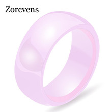 Zorcvens 8mm rosa branco preto cor cerâmica anéis espaço colorido cerâmica feminino anel simples cauda anel para homens atacado 2024 - compre barato