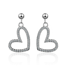 Hollow Cute Heart Zirconia Crystal Earrings  Rose Gold Drop Earrings Fashion Wedding Party Jewelry Gift for Women brincos 2024 - buy cheap