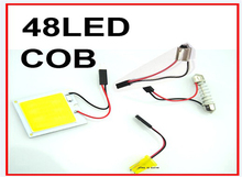 1pcs 12V White 8W 48 SMD Car Interior COB LED panel T10 COB chip Festoon dome t10 Adapter auto car COB LED panels reading light 2024 - buy cheap