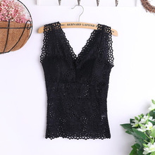 Women's Crop Top Floral Cami Padded Tank Top Sexy Lace Cami Bralette Crochet Vest 2024 - buy cheap