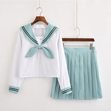 Uniforme escolar japonês para meninas, blusa + gravata borboleta + saia estilo marinho, roupas de estudantes para meninas 2024 - compre barato