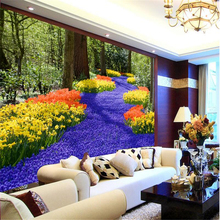 Beibehang papel de parede mural personalizado, adesivo de parede tnt 3 d com configuração para parede, flores de lavanda, pintura de fotos 3d murais de parede 2024 - compre barato