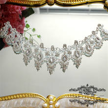 1Piece 4.5X20.5cm Silver Crystal Rhinestone Applique Flower Wedding Bridal Fashion Decoration Accessory RT0071 2024 - buy cheap
