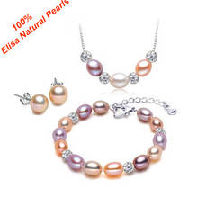 Beauty Crystal with Natural Pearl Jewelry Set Cultured Pearl Necklace Earrings Bracelet Set Elisa Design Elegant Girlfriend Gift 2024 - buy cheap