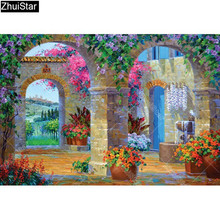 Zhui-pintura de diamante 5D DIY "jardín de flores", cuentas cuadradas completas de estrellas, bordado 3D, punto de cruz, decoración de mosaico de diamantes de imitación, HYY 2024 - compra barato