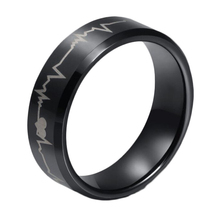 Coração design de aço inoxidável preto anel masculino romântico boêmio eletrocardiograma casal anel jóias para amantes das mulheres 2024 - compre barato