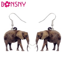 Bonsny Acrylic Jungle Elephant Earrings Big Long Dangle Drop Wild Animal Jewelry For Women Girl Ladies Kids Gifts Bulk Accessory 2024 - buy cheap