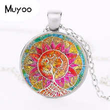 jewelry Mandala om Tree of Life Cabochon Glass Tibet Round Chain For Women Necklace&Pendants Christmas Gift HZ1 2024 - buy cheap