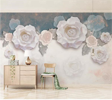 wellyu  Custom wallpaper papel de parede Vintage fashion white rose 3d stereo TV background wall tapeta papier peint mural 3d 2024 - buy cheap