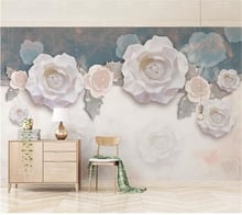 wellyu  Custom wallpaper papel de parede Vintage fashion white rose 3d stereo TV background wall tapeta papier peint mural 3d 2024 - buy cheap