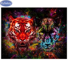 Pintura colorida com diamantes tigre e leopardo, faça você mesmo, bordado completo, imagem de diamante, quadrado 5d/broca redonda, mosaico, decoração de parede com strass 2024 - compre barato