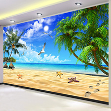 Custom 3D Mural Wallpaper Modern Beach Seaside Landscape Photo Wall Murals Living Room TV Sofa Backdrop Wall Painting Home Decor 2024 - buy cheap