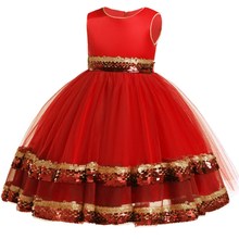 Sequins Flower Formal Evening Wedding Gown for Elegant Flower Girls Dress 2019 Children Kids Party For Girl Clothes 3-10 Years 2024 - buy cheap