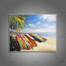 100% Top Hand Painted Wall Painting Home Decor Wall Art Pictures Modern Abstract Tree Beach Seascape Oil Paintings on Canvas 2024 - buy cheap