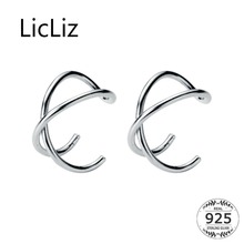 LicLiz New 925 Sterling Silver Unique Geometric Cross Clip Earrings for Women New Gold&Black&White Gold Jewelry Gift LE0545 2024 - buy cheap