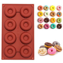 Molde de silicone com 8 espaços de faroot, forma de rosquinha, donuts, sabonetes e massas para confeitaria 2024 - compre barato