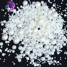 300pcs Mixed Sizes White  Resin Half Round Pearls White Flatback Pearls Half Round Beads for Nail Art DIY  Decoration  B1180 2024 - buy cheap