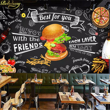 beibehang Custom Burger fast food Wall paper restaurant snack bar catering 3D Wall Murals Wallpaper Living Room Bedroom Backdrop 2024 - buy cheap