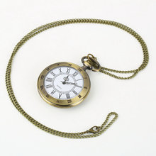 Винтажные бронзовые карманные часы, римские антикварные цифры, цепочка, ожерелье, кулон, кварцевые часы 2024 - купить недорого