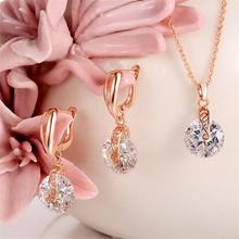 MINHIN Luxury Brand Wedding Jewelry Sets Imitation Gemstone Necklace Earrings Gold Color Jewelry Sets Lovely Crystal Sets Gift 2024 - buy cheap