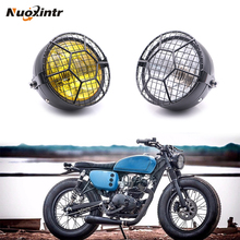 Nuoxintr-faro delantero de motocicleta Retro, lámpara de rejilla de Metal negra, faro redondo clásico para Honda CB100, CB125S, GN125, CG125, 35W 2024 - compra barato