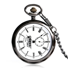 Механические часы в стиле ретро, винтажные карманные часы для мужчин, женщин, мужчин, локомотивный узор, ручная работа, в стиле стимпанк, дизайн с маленькими секундами 2024 - купить недорого