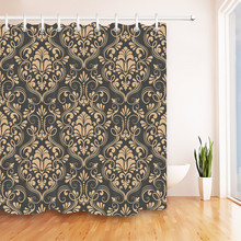 Cortina de chuveiro vintage lb retrô damask, cortina de banheiro de luxo abstrata floral em tecido de poliéster à prova d'água para decoração de banheira 2024 - compre barato