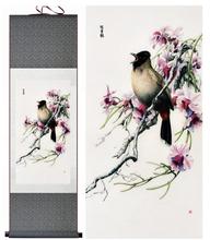 Pintura de pássaros e flores, pintura de rolagem de seda, pássaros tradicionais e pintura de flores, pintura impressa de pássaros chineses 2024 - compre barato