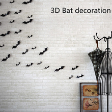 Adesivo de parede de morcego 3d 12 embutido, festa de halloween, decoração de festival, animal simulador preto, adesivo de parede 2024 - compre barato