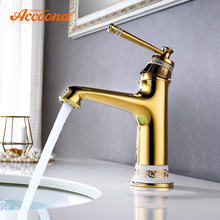 Accoona Bathroom Basin Faucet Single Handle For Hot And Cold Water European Style Bath Gold Ceramic Basin Faucets A96105W 2024 - buy cheap