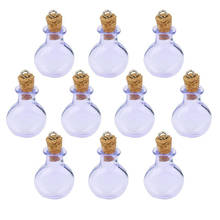 10pc Glass Cork Bottles Mini Clear Glass Bottle Vials Empty Sample Jars Round Flat Vial Wishing Bottle DIY Pendants (Purple) 2024 - buy cheap