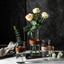 1 шт. прозрачная цилиндрическая прямая стеклянная ваза, цветочный гидропонный декор стола, Креативные украшения для гостиной, сушеная ваза для цветов 2024 - купить недорого
