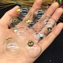 20sets 25mm ball shape glass globe with beads cap jewelry findings DIY glass wishing bottle vial pendant necklace locket charms 2024 - buy cheap