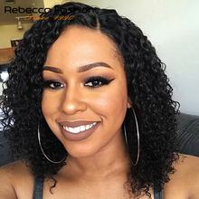 Rebecca Wet And Wavy Lace Human Hair Wigs For Women Peruvian Remy Hair Short Curly Bob Wig 12 Inch Natural Hair Free Shipping 2024 - buy cheap