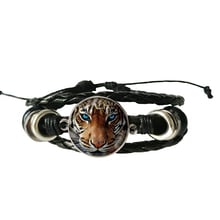 hot sale, charm tiger  Leather Bracelet glass jewelry black Bracelet. 2024 - buy cheap