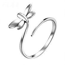 2018 New women jewelry opening Adjustable dragonfly women ring party jewelry girl Silver plated ring bague wholesale 2024 - buy cheap