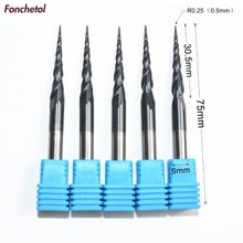 5PCS-6mm*R0.25*30.5*75L,wood milling cutter,CNC solid carbide end mill,router bit,woodworking taper ball nose cone cutter 2024 - buy cheap