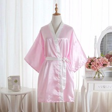 Pink Women Silk Satin Wedding Bride Bridesmaid Robe Short Peony floral Robe Dressing Gown Nightgown Kimono Robe Bathrobe 2024 - buy cheap