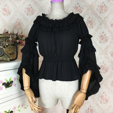 Модная кружевная блузка с длинным рукавом, Женская универсальная блузка в стиле Лолиты 2024 - купить недорого