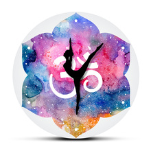 Hindu Watercolor Om Symbol Modern Wall Clock Yoga Girl Om Spiritual Wall Clock Yoga Studio Zen Art Decor Clcok Watch Yogi Gift 2024 - buy cheap