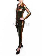 nature rubber Latex catsuit Military Uniform for woman 2024 - buy cheap