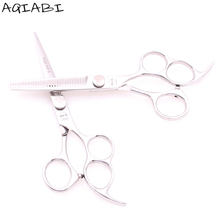 Hair Scissors A9011 6.0" JP 440C AQIABI Cutting Shears Thinning Scissors Hairdressing Scissors Add Wooden Case Three Hole Handle 2024 - buy cheap