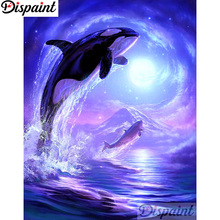 Pintura completa de diamante/redonda 5d bricolagem, pintura de "animal golfinho" 3d bordado ponto cruz decoração para casa presente a12668 2024 - compre barato