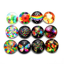 New Style Round Colourful  Butterfly Flower 18mm Print Glass Snap Buttons Charms Fit DIY Snap Bracelets&Bangles Jewelry 2024 - buy cheap