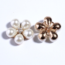 Botones de diamantes de imitación con perlas de marfil, 10 Uds., 22MM, botones para álbum de recortes, Centro de flores, álbum de recortes 2024 - compra barato