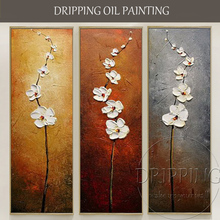 Pintura a óleo em tela artesanal, conjunto moderno de flores, pintura a óleo sem moldura, para decoração de parede 2024 - compre barato