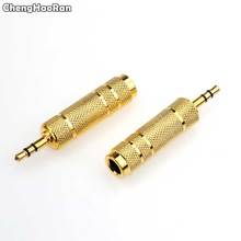 ChengHaoRan 3.5mm Male to 6.35mm Female Adapter plug Jack Stereo Audio Adapter for Microphone Headphone AUX Cable Convertor Gold 2024 - buy cheap