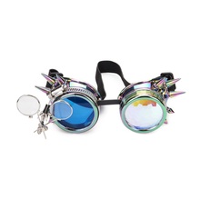 Lelinta óculos de sol caleidoscópio duas cores, óculos para festa rave festival, difusão de lentes steampunk 2024 - compre barato