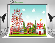 Amusement Park Circus Tent Carnival Tree Blue Sky Clouds backdrop polyester or Vinyl cloth Computer print wall background 2024 - buy cheap